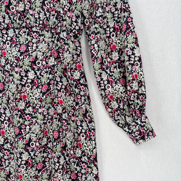 CINQ A SEPT Quinn Dress Womens Floral Print Navy Multi Layered Shirt Tie Midi - Picture 8 of 16